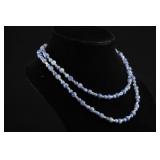 GRADUATED LAPUS & FACETED GLASS 38' ROPE NECKLACE