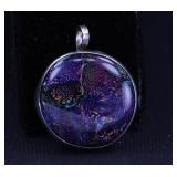 PURPLE DICHROIC GLASS PENDANT IN STERLING