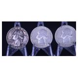 3 1964 WASHINGTON QUARTERS 90% SILVER