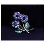 VINTAGE CORNFLOWER RHINESTONE BROOCH