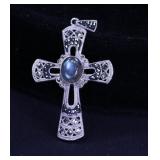 STERLING AND MOONSTONE CROSS