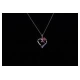 GOLD OVER STERLING LINK CHAIN & RUBY GEM HEART