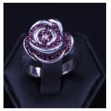 STERLING AND AMETHYST ROSE RING