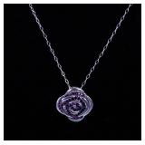 STERLING AND AMETHYST ROSE PENDANT & CHAIN