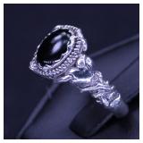 JET IN STERLING RING