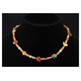 CORAL BEADED NATURAL STONE FETTISH NECKLACE 925