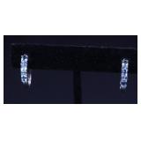AQUAMARINE & STERLING HOOP EARRINGS