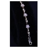 WHITE TOPAZ GOLD VERMEIL FLOWER PETAL BRACELET 925