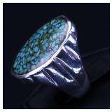 INLAID TURQUOISE RING STERLING UMARKED