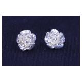 STERLING SILVER ROSE STUD EARRINGS