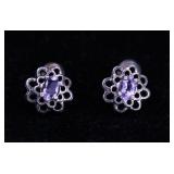 AMETHYST AND STERLING STUD EARRINGS