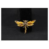 ENAMEL & RHINESTONE DRAGONFLY BROOCH