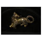 VINTAGE GOLD TONE FIGURAL CAT BROOCH