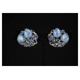 MOONGLOW LUCITE & AURORA BOREALIS CLIP EARRINGS