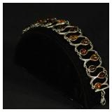 925 Silver Teardrop-Link Bracelet in Amber