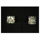 LUCITE AURORA BOREALIS CLIP EARRINGS