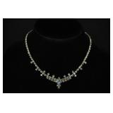DIAMOND AND AQUA LIKE RHINESTONE NECKLACE