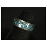 Old Indian Pawn Sterling Ring with Turquoise Inlay