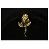 GOLD AND SILVER TONE ROSE BROOCH
