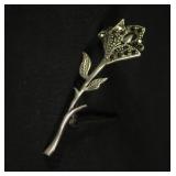 MARCASITE AND STERLING FLORAL BROOCH
