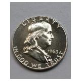 Silver 1963 Proof Franklin Half Dollar