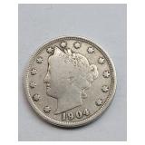 Better Grade Partial Liberty 1904 V-Nickel