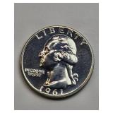 Silver 1961 Proof Washington Quarter