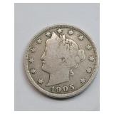 Better Grade Partial Liberty 1905 V-Nickel