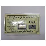 2012 1 Gram .999 Titanic Fine Silver Bar