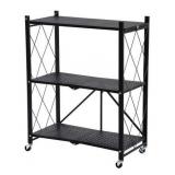 3 Tier Foldable Metal Shelf 34x28x13in