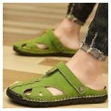 Mens Leather Sandals Hollow Toe Outdoor Size 6.5