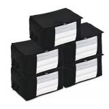 5pk Black Non-Woven Storage Bags with Window