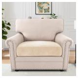 H.VERSAILTEX Chenille Armchair Cover Cream