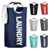 90L Collapsible Laundry Basket Blue