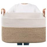 Woven Cotton Rope Basket 23.6x15.7x13.8in