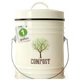 1.0 Gallon Compost Bin, Farmhouse - Beige