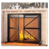 37.8x30.7in Fireplace Screen with Doors