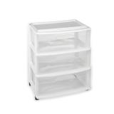 Clear White Wide Cart 3 Drawer