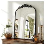 26x38in Arched Black Baroque Mirror BEAUTYPEAK