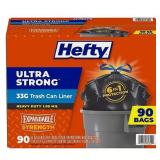 90ct Ultra Strong Trash Bags Hefty 33gal