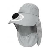 Solar Fan Hat Grey Removable Brim UJNDER