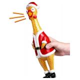 (RED) 13in Squeeze Me Christmas Chicken Toy