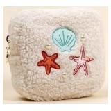 6x6in Square Seashells & Pearls Teddy Pouch