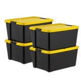 4pk Black Stackable Bin w/Lid IRIS 45Qt