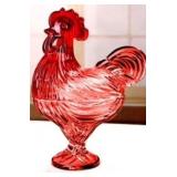 11in Glass Rooster Candy Jar