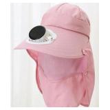 Solar Fan Hat Pink Removable Brim UJNDER