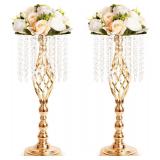 2pk LANLONG Gold Metal Flower Vases Stand