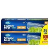 100Ct Clearware 1 Gal Double Zipper Bags
