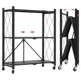 28x13x35.6in 3-Tier Foldable Shelves w/Wheels