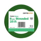 25ft.Green Stranded Copper THHN Wire 6GA